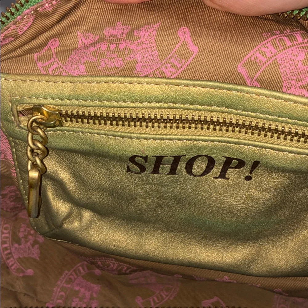 Y2K VINTAGE JUICY COUTURE Viva La Juicy Green VELOUR LEATHER Hobo Bag PURSE